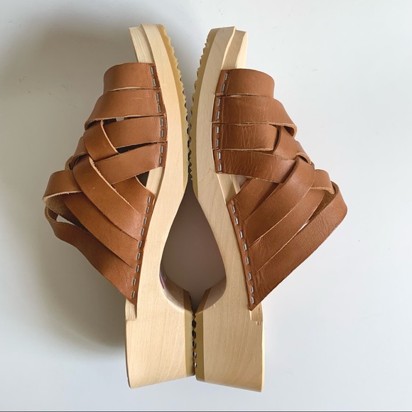 Swedish Hasbeens Britta Woven Leather upper Clog sandals - Picture 5 of 15